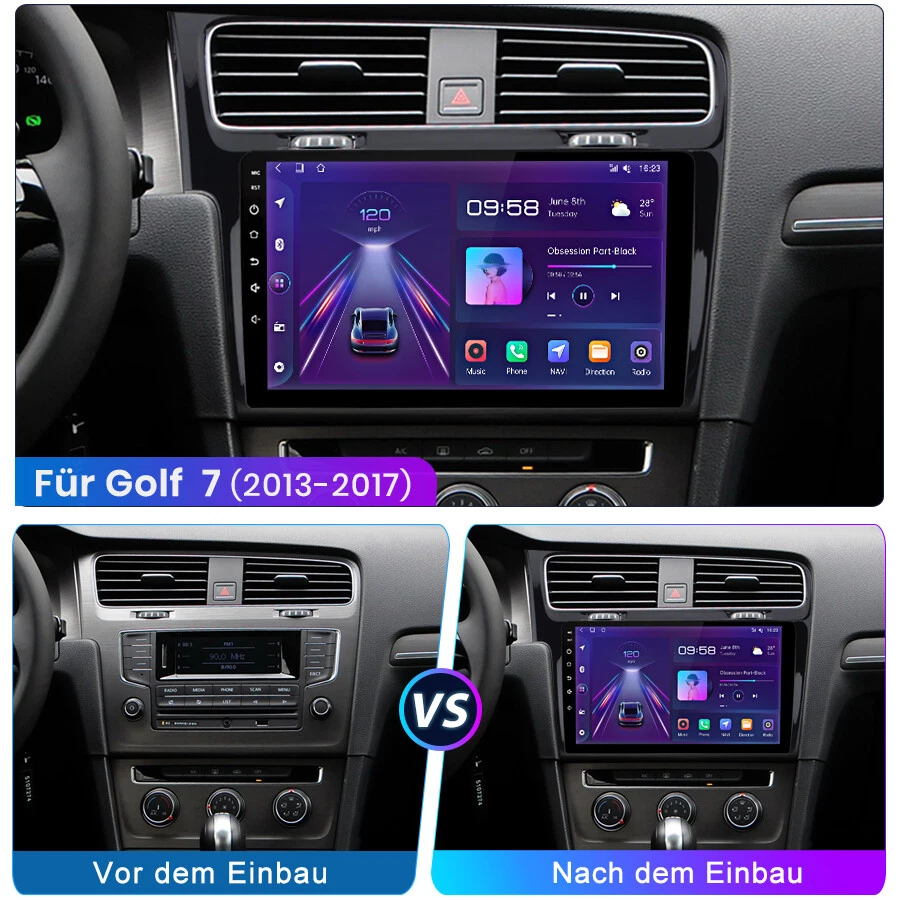 Android 14 Autoradio GPS Navi WIFI Für VW Golf 7 MK7 VII 2013-2017 RDS DAB SWC - Bild 3 von 4