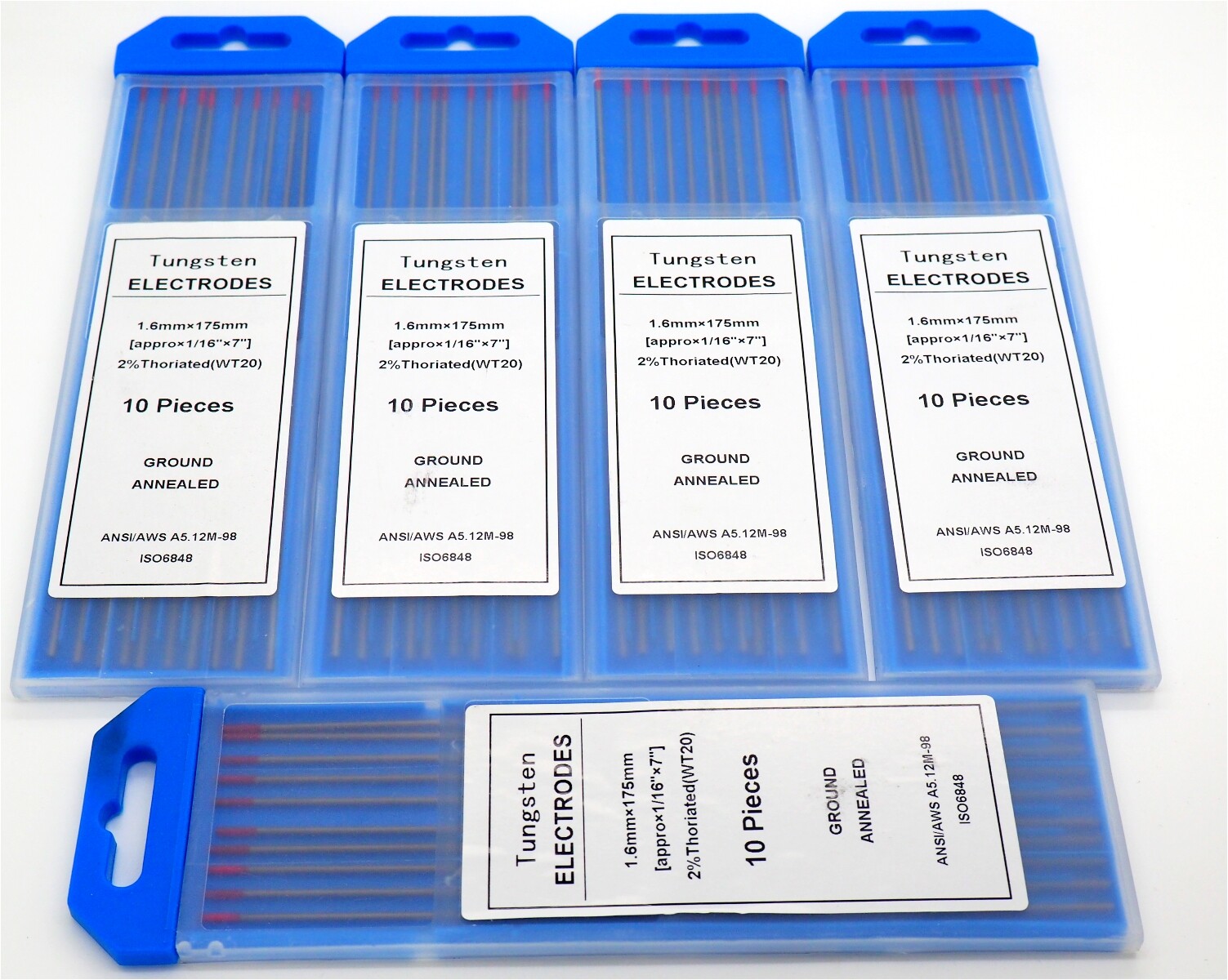 2 Thoriated TIG Welding Tungsten Electrode 1/16”x 7" Red WT20 Ground