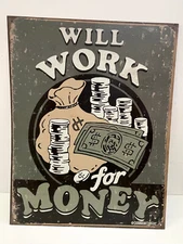 Vintage Style Will Work For US Money Metal Tin Sign Decor 16"x12"