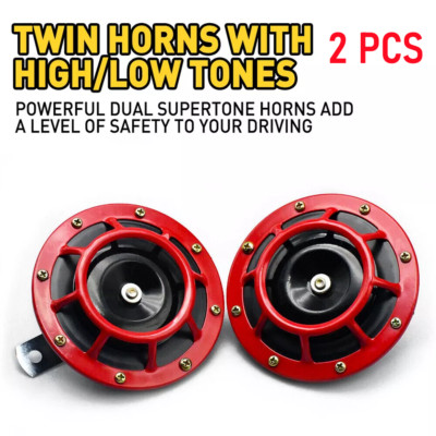 RED SUPER LOUD BLAST TONE GRILL MOUNT 12V 335HZ/400HZ ELECTRIC COMPACT CAR HORN