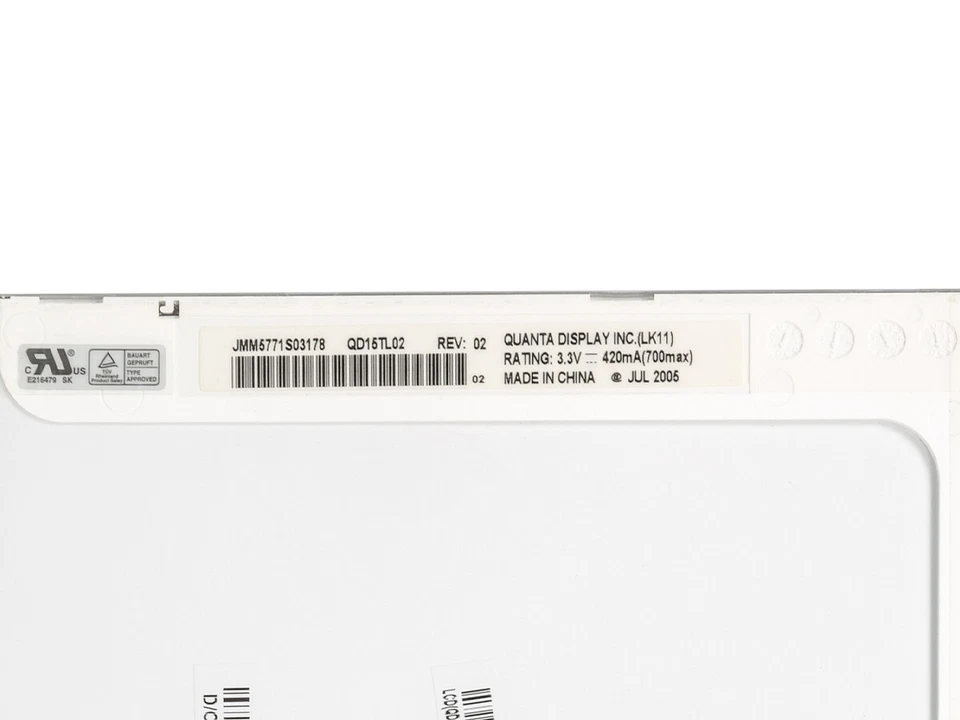 Pantalla LCD Original Quanta 15.4" WXGA Brillante CCFL 1280 x800 QD15TL02 REV.02 (A) Foto 3 de 3