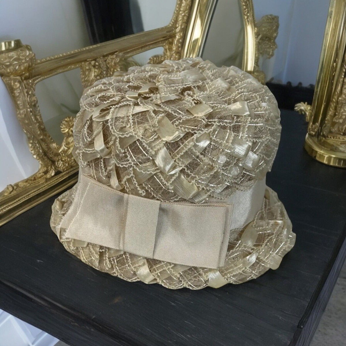 Vintage Cream Bow-Accent Hat Special Occasion Cloche Vintage Hats for Women for sale | eBay main image 3