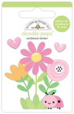 Doodlebug Stickers Doodle-Pop 3D Ladybug Garden Tulip Flowers Hearts