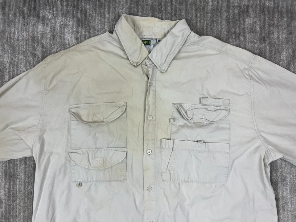 Michael Austin Shirt Men 2XL Beige Rugged Wear Fishing Short Sleeve Vented Back - Image 2 of 4