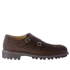 STRIKE FLORENCE men's shoes double buckle suede brown head dovetail
