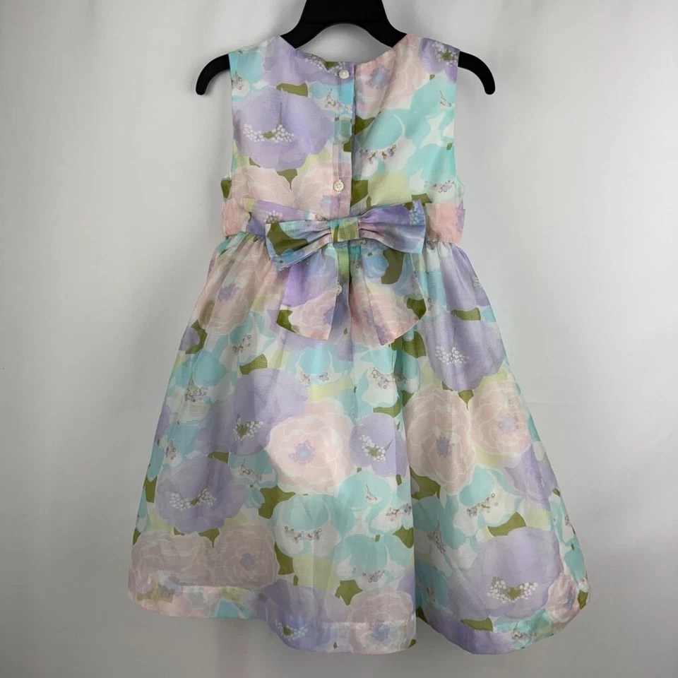 Vestido de Pascua Floral Gymboree Niñas 5T Pastel Primavera Sin Mangas Arco Espalda. Foto 2 de 4