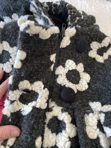Corky & Company Coat 2T Gray White Pink Wool Blend Hood Zips Buttons Fleece - Picture 11 of 14