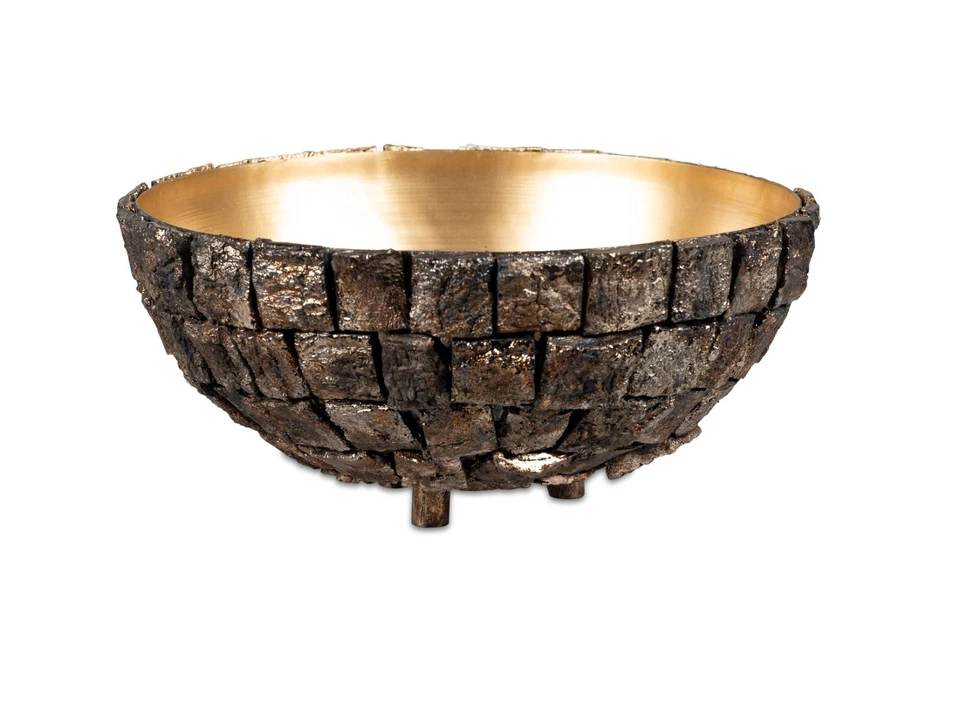 formano Schale auf Fuß 22x11cm aus goldenem Metall mit angebrachter Rinde 517739 - Bild 1 von 1