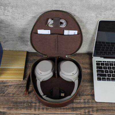 Genuine Leather Case For Sony WH-1000XM6 / XM5 Headphones Travel
