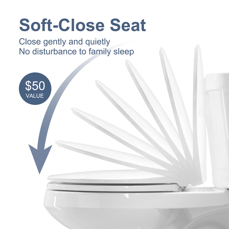 HOROW 17.5 inches Extra Tall Elongate Two Piece Toilet Front Side Flush White - Image 3 of 4