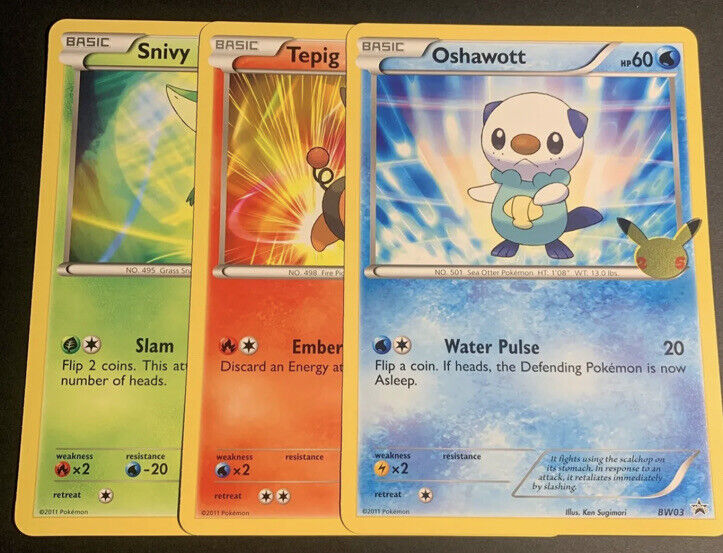 Pokemon First Partner JUMBO Unova Starters: Snivy, Tepig, Oshawott - Near  Mint