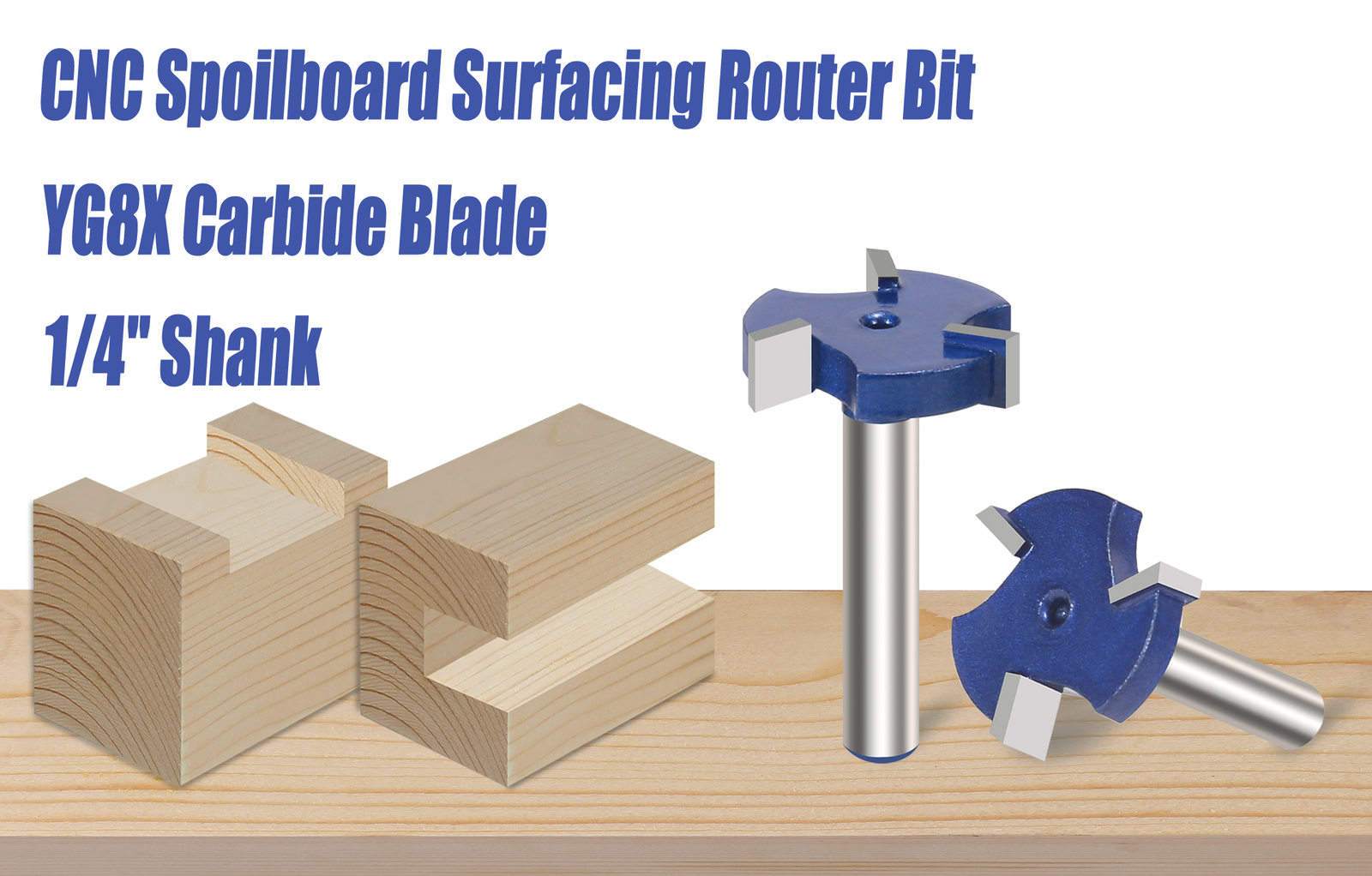1/4 Inch shank CNC Spoilboard Surfacing T-Slot Router Bit 3 Wing ...