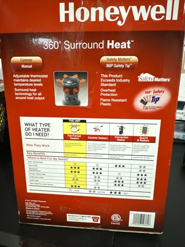 Honeywell HZ-0360 360 Degree Surround Fan Forced Heater Adjust. Thermostat EUC - Picture 10 of 13