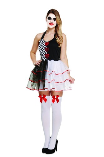Evil Jester Female Costume | Scary Fancy Dress for Halloween | One Size