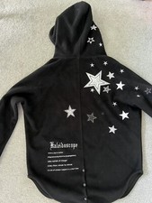 Kaleidoscope Unisex Black Embroidered Stars Wool Blend Zipped Hoodie One Size