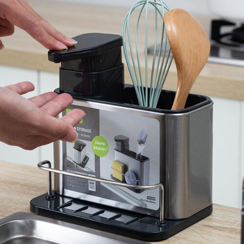 Dish Soap Dispenser with Sponge Holder Stainless Steel Soap Dispenser for Sink