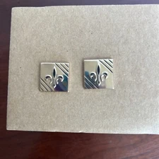 Vintage Swank Fleur De Lis Cuff Links Gold Tone Black Accents See Pictures