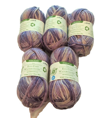 5 Loops & Threads Eco Cozy Watercolors Orchid Mist # 013 Yard Skein Lot