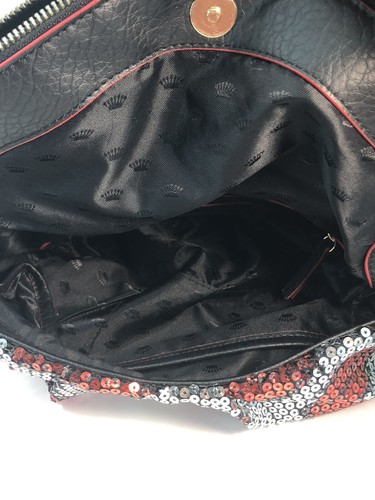 JUICY COUTURE Silver Red Sequined Lips Medium Size Handbag - Picture 12 of 12