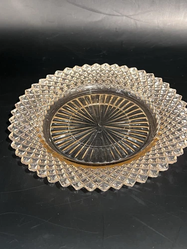 Vintage MISS AMERICA Pink Glass Coaster Raised Lines 5.5"