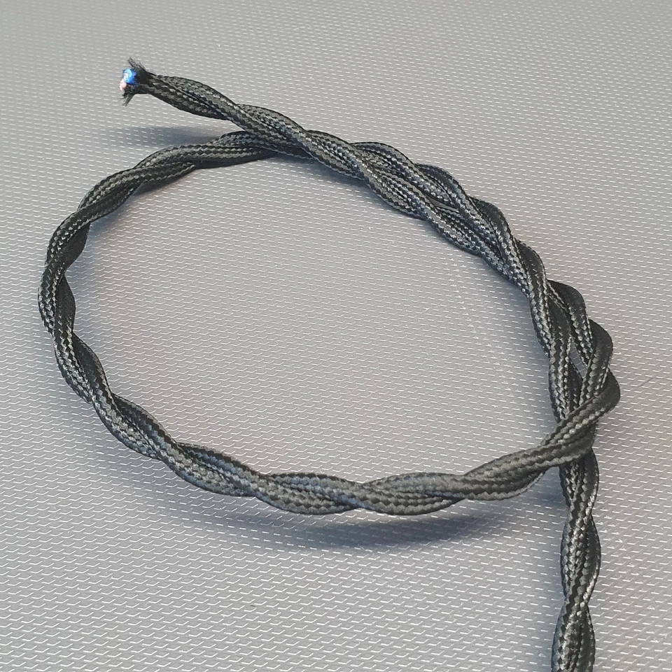 Fil électrique gainé tissu noir pour restauration de lampe ancienne / lustre - Photo 2/4