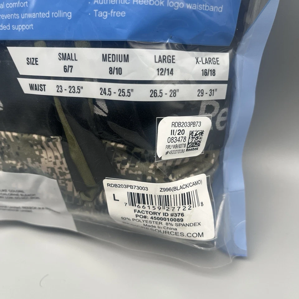 Nuevo en Paquete Calzoncillos Boxer Reebok Performance Niños Grandes 12/14 con Bolsa de Contorno Paquete de 4 Foto 3 de 4