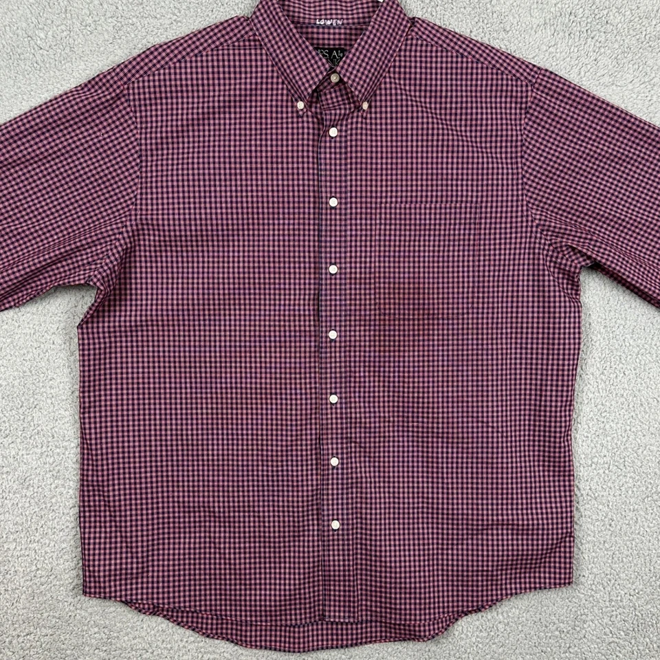 Jos A Bank Shirt Button Down Mens XL Red Blue Plaid Executive Collection Pocket - Image 2 of 4