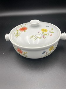 COUNTRY FLOWERS BY ANDREA 2 QT DOUBLE HANDLED OVEN TO TABLE CASSEROLE DISH #9226