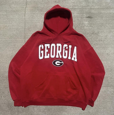 Vintage Soffee Georgia Bulldogs Red Pullover Hoodie Sweatshirt Size XL