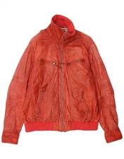 H.I.S Mens Leather Jacket EU 52 XL Red Leather SL13