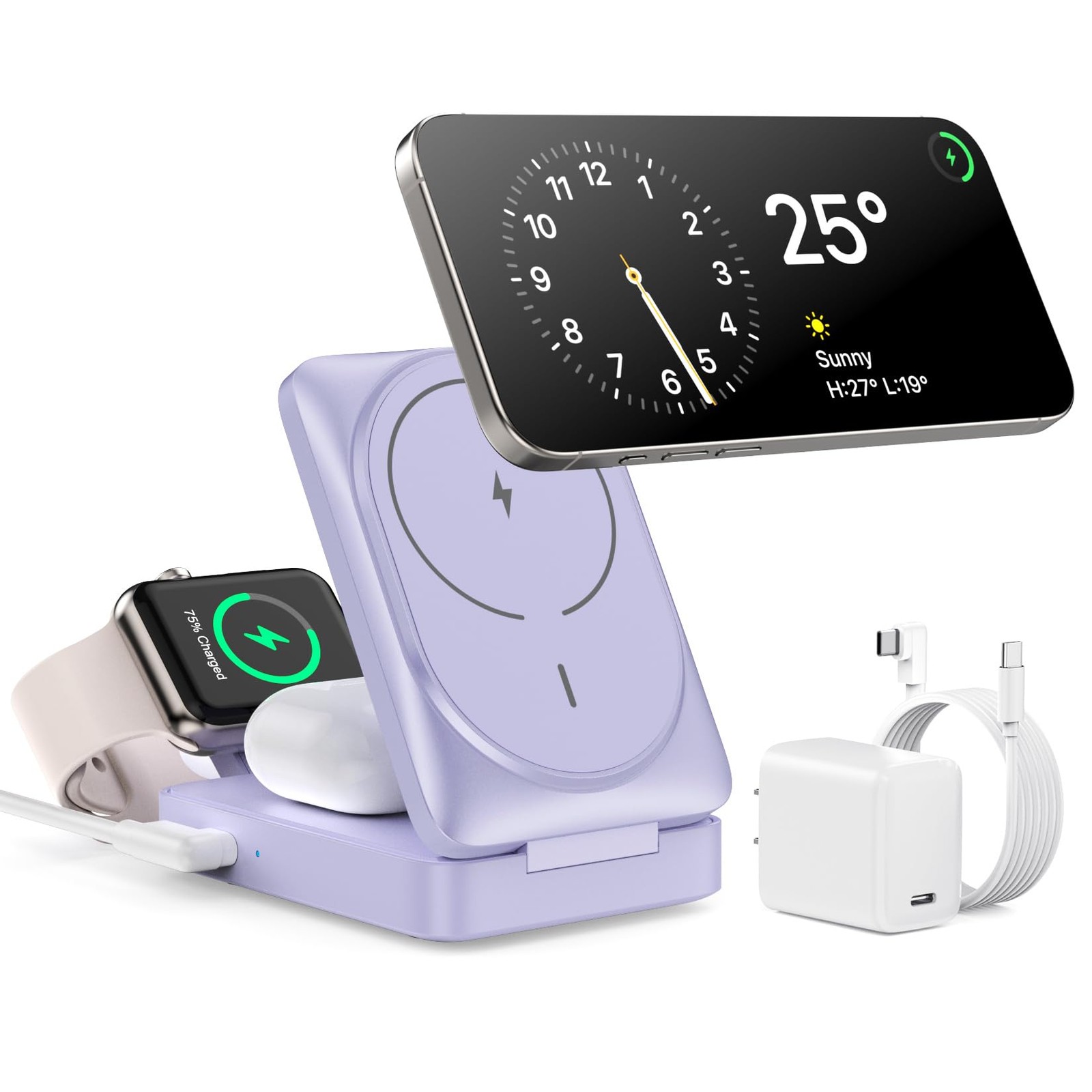 3-in-1 Qi2 Certified 15W Fast Wireless Charging Station for iPhone