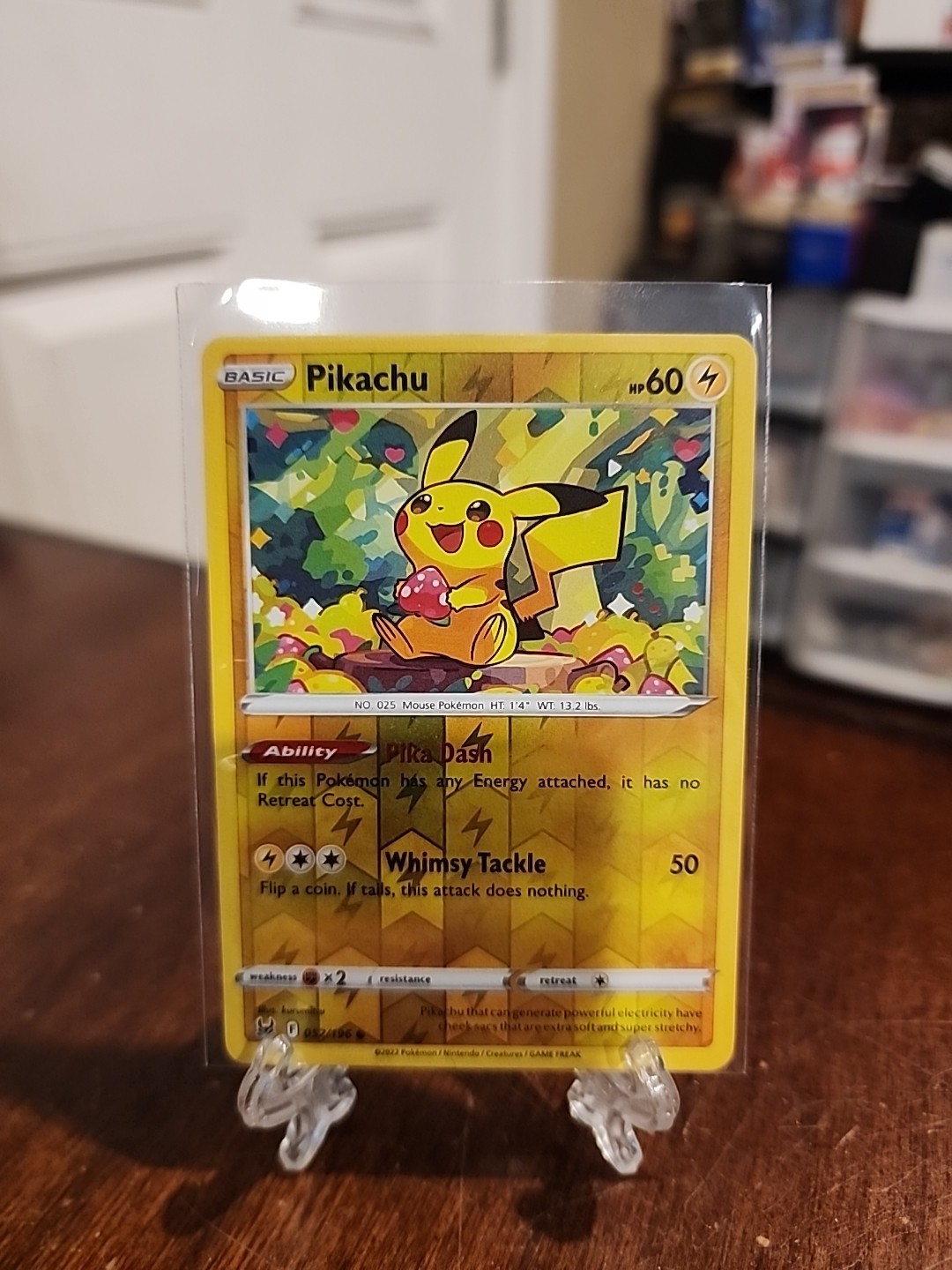 Pikachu 052/196 Reverse Holo Lost Origin Pokemon Card love sweet romantic 52/196