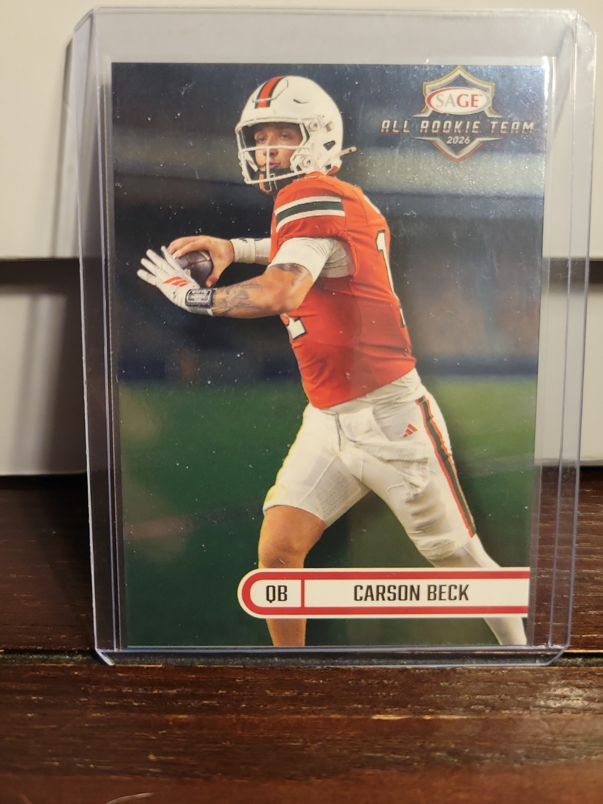 2026 Sage Football All Rookie Team Chrome Carson Beck #120 Miami Hurricanes RC