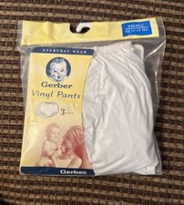 Gerber Vintage Vinyl White Pants Size Small Up To 12lbs 3 Pack Plastic Panties