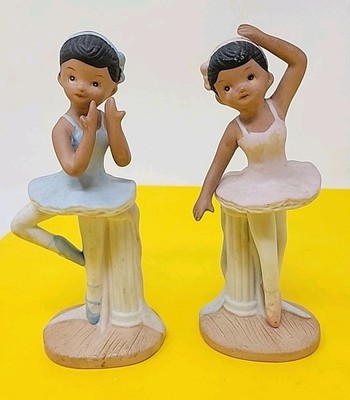 Vintage Pair HOMCO African American Ballerina Ballet Dancer Figurine Taiwan RARE