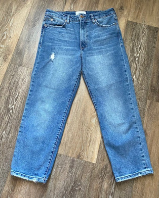 Dear John Frankie Straight Leg Cropped Jeans Womens 30 Medium Wash Denim