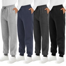 4 Pack Boys' Fleece Sweatpants Kids Athletic Jogger Pants with Pockets Drawst...