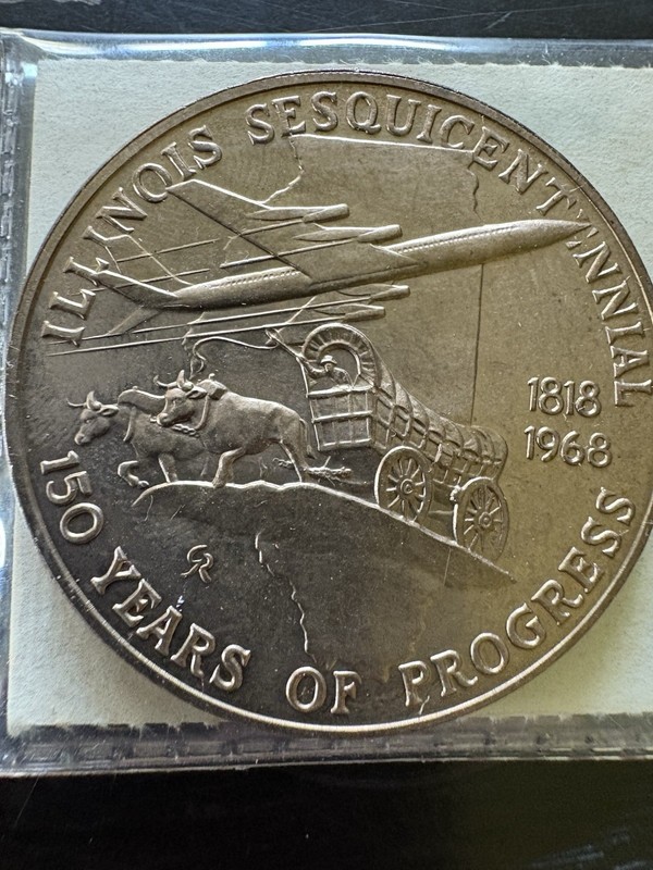 State Seal Of Illinois Medallion Sesquicentennial Coin Token Vintage 1818-1968