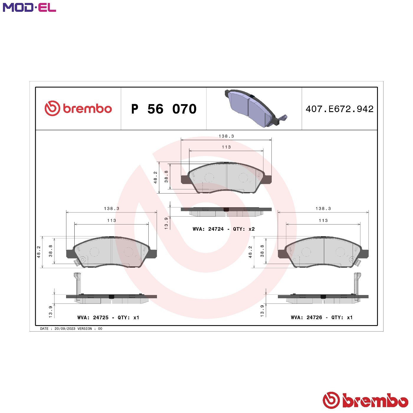 BREMBO P 56 070 Brake Pads Set Front for Micra Almera Tiida Cube Note Sunny - Image 13