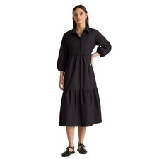 New Quince Black Organic Cotton Poplin Midi Tunic Dress Women's XS 4334-I