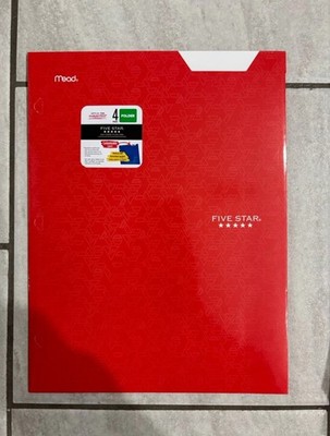 Five Star 4-Pocket Folder w/ Tabs   Assorted Colors   Mead Durable School Folder