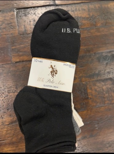 U.S. Polo Assn. Women's Quarter Crew Socks 10 Pairs Multicolor Shoe Size 4-10 - Picture 2 of 3