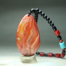 2.5" Tibetan Old Agate Bead Amulet Pendant from Tibet 46207