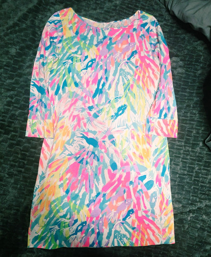 Lilly Pulitzer Marlowe Dress Sparkling Sands NWOT T-Shirt Shift 3/4 Sleeve