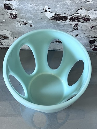 MCMVintage Guzzini Sculpture Modernistic Teal Aqua Waste Basket Fruit Bowl Italy - Picture 6 of 10