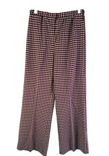 Vintage 70s Plaid Pants Womens 16 Large Wide Leg Knit USA Disco Rockabilly Hippy