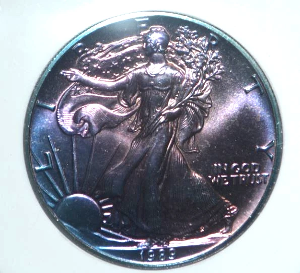 1989 Silver Eagle Stunning Monster Toned Violet Rainbow GEM * MS Grade 70 * PCI - Image 4 of 4