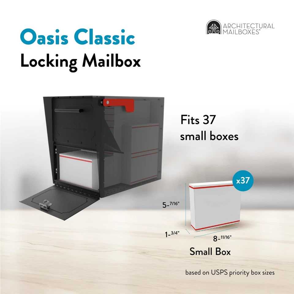 6200B-10 Oasis Classic Locking Post Mount Parcel Mailbox with High Security R... - Изображение 3 из 4