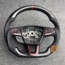 Steering Wheel For 2015-2018 Ford Focus Black Carbon Fiber Leather Red Stitch Steering Wheel For 2015-2018 Ford Focus Black Carbon Fiber Leather Red Stitch