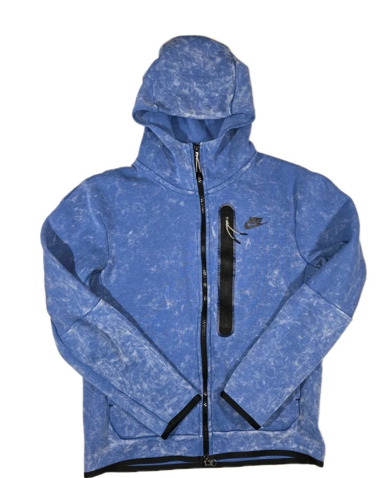 Mens Nike Sportswear Tech Fleece Full Zip Hoodie Blue White Small - Image 2 of 4